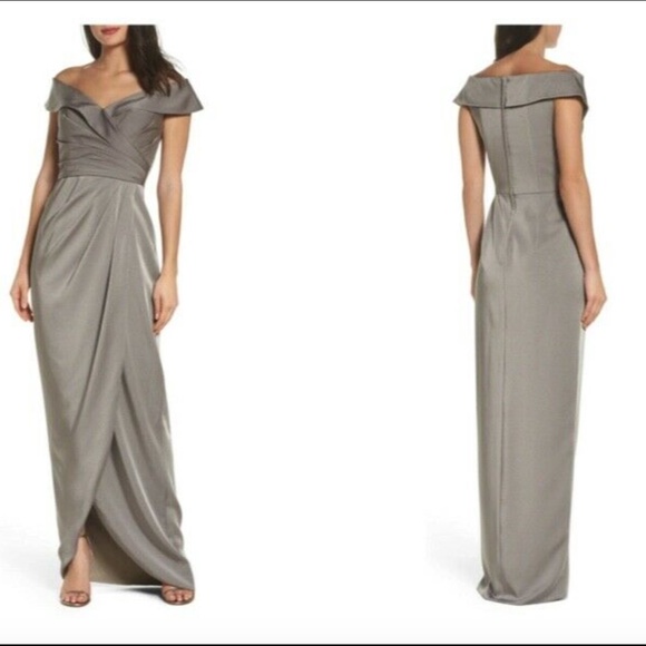 La Femme Dresses & Skirts - La Femme Surplice Off the Shoulder Column Gown 4